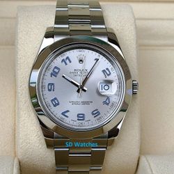ROLEX 116300 DATEJUST 41MM WATCH BLUE ARABIC DIAL - T2434