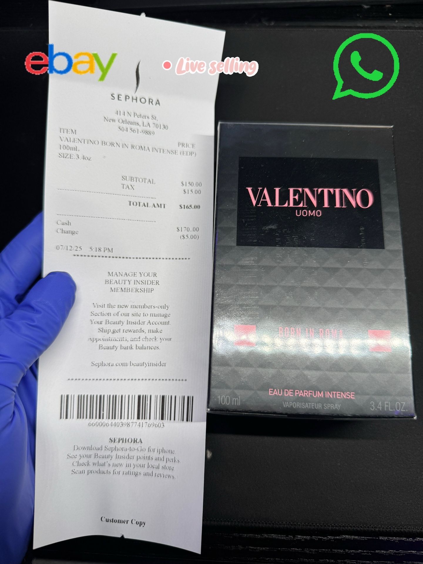 VALENTINO UOMO BORN IN ROMA INTENSE EAU DE PARFUM SPRAY 3.4 Oz /100 ml