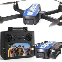 GPS Drones with 4.5-inch LCD Screen Brushless Motor Optical Flow Positioning One Key Start, Foldable Remote Control Quadcopter 