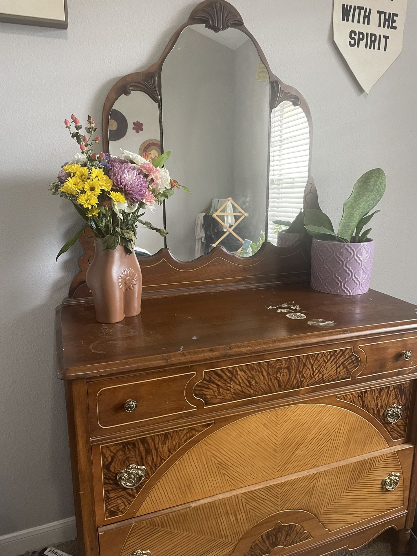 Antique Dresser With Attachable Mirror