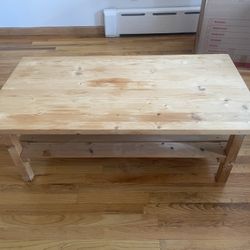 REAL WOODEN HANDMADE COFFEE TABLE (45.75” X 23.75” X 17.5”)