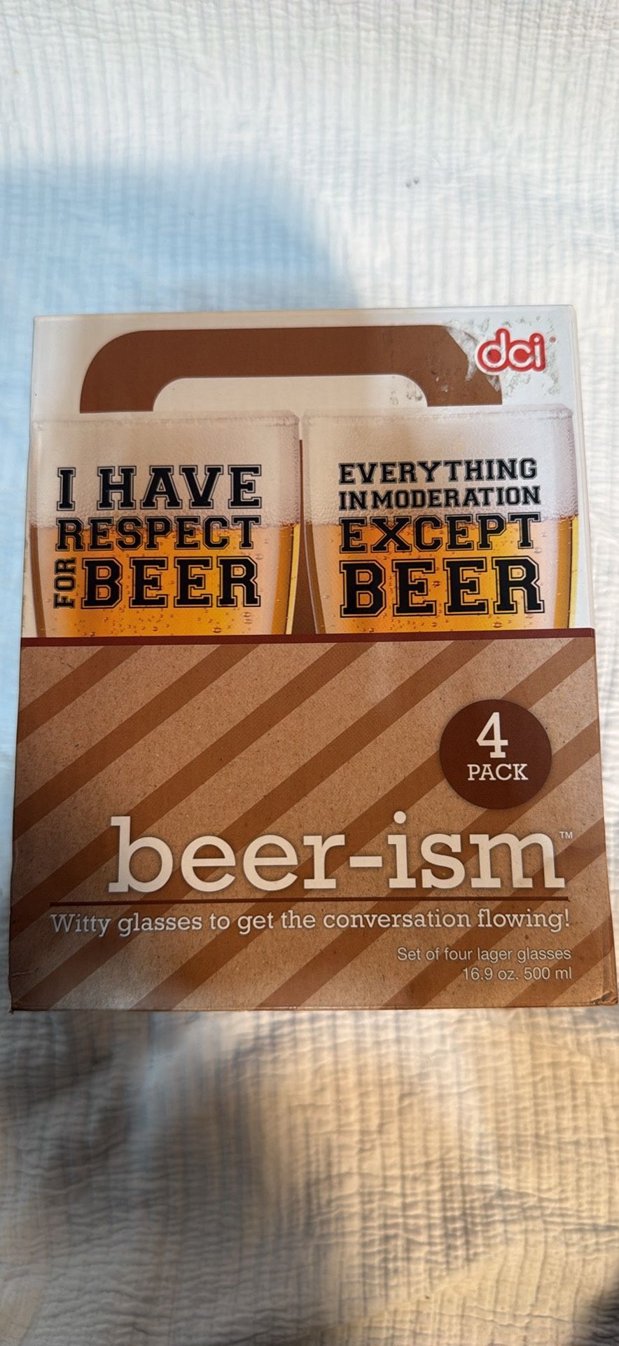 Beer-ism Witty Glasses 4 Pack