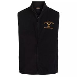 Yellowstone Dutton Ranch Fleece Vest Men's M Black Full Zip Lightweight Western