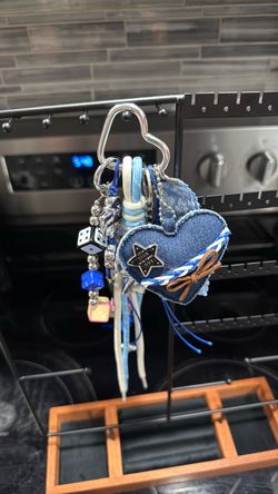 Denim Heart Keychain Charm Bundle