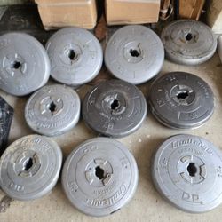 Damaged plastic weight plates 8.8lb, 14.3lb and 15lb