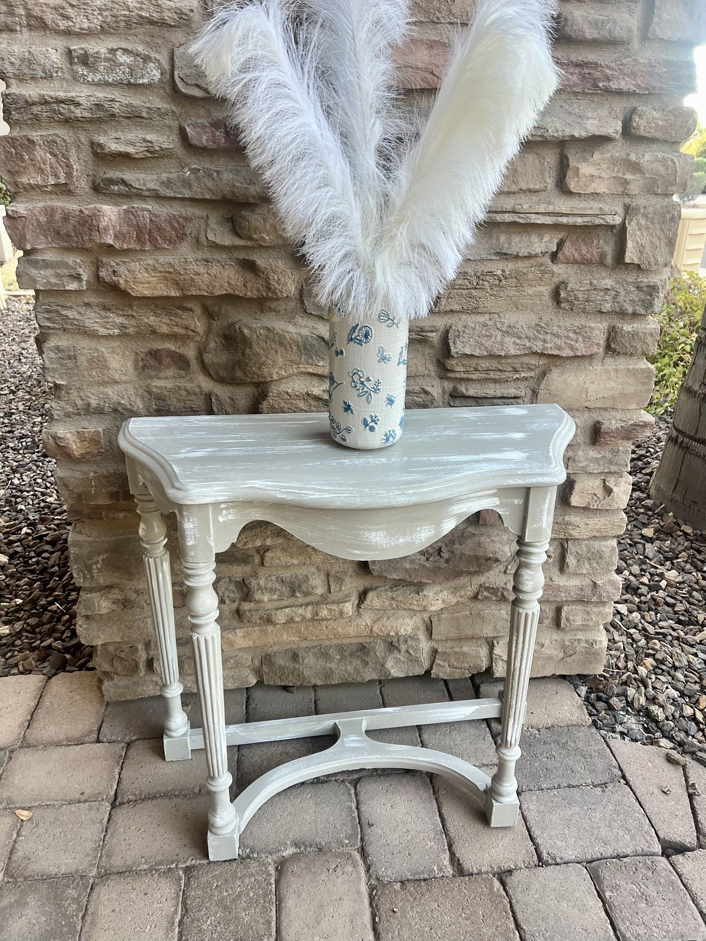 Beige And White End Table