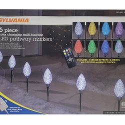 6 Piece Color Changing Multi-function LED Pathway Markers 10FT Lighted Length
