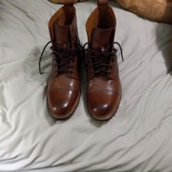 Men Brown Leather Boots Size 9D