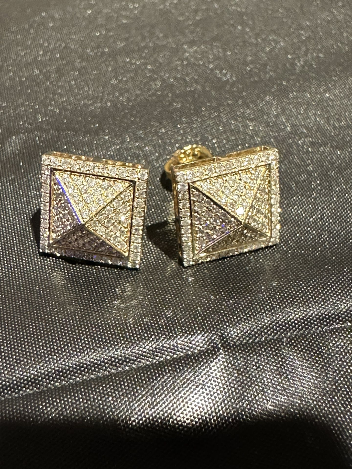 Men’s Real Gold Real Diamonds Earrings NEW 