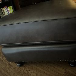 Leather Dark Brown Ottoman