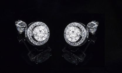White Gold Stud Halo Earrings