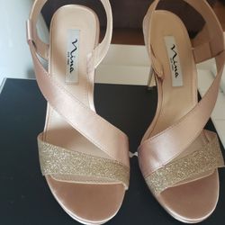 Heeled Dress Sandals Color Sand Crystal Satin 