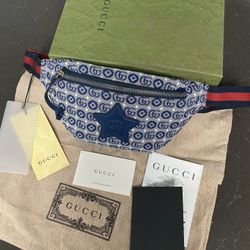 New With Receipt Gucci Small Star Jacquard Belt Body Bum Bag Fanny Pack $700