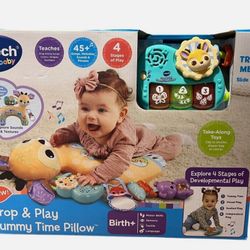 VTech Baby Prop and Play Tummy Time Pillow Soft Fawn Interactive Piano Toys NEW