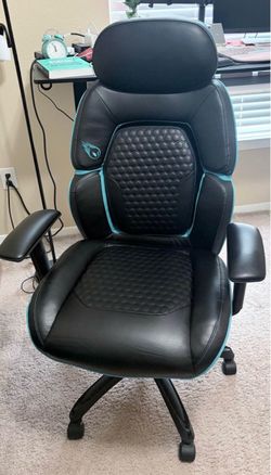 Black and Teal Gaming Chair with Headrest