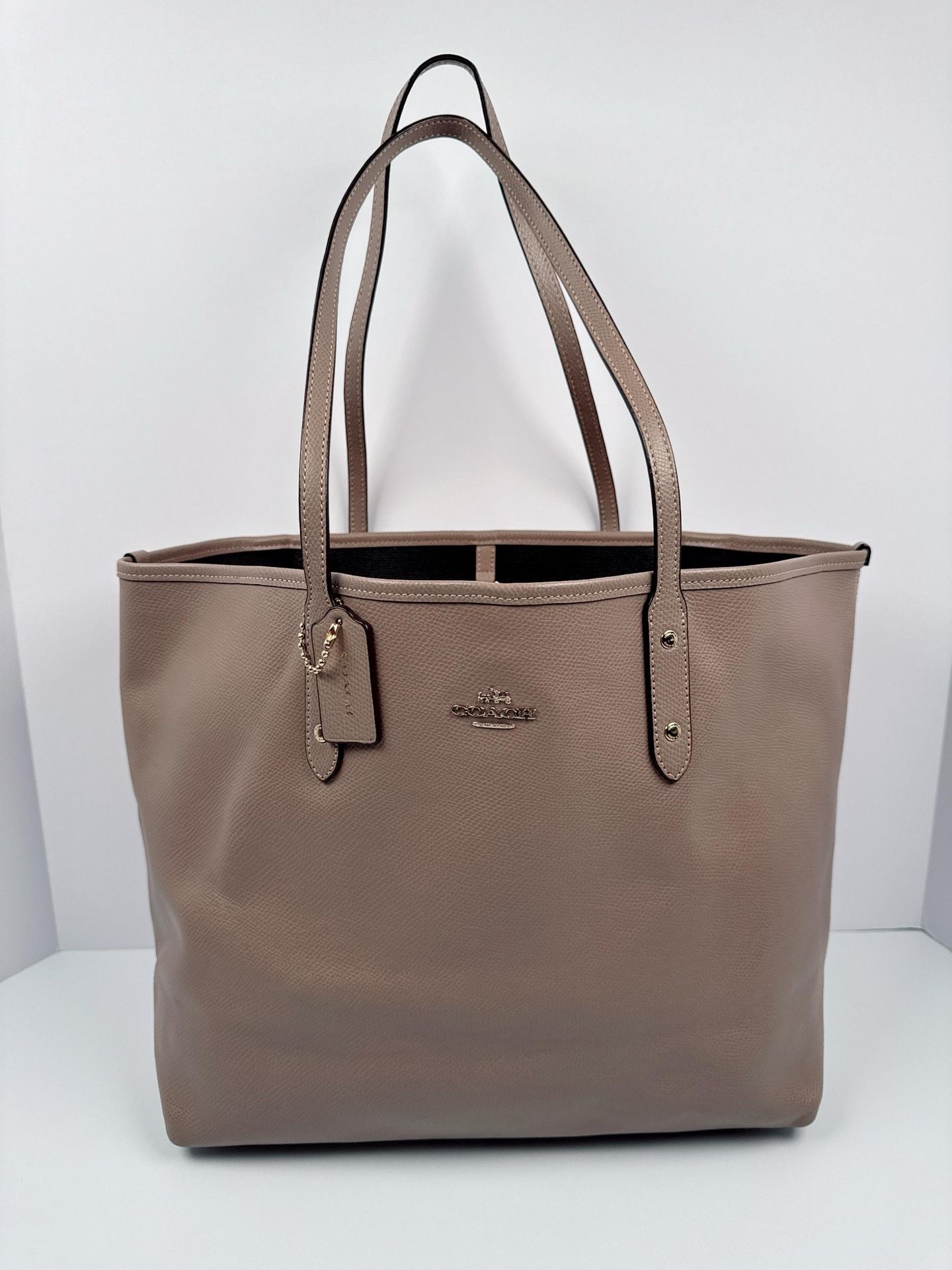 Coach XL Pebble Leather City Tote Shoulder Bag Tan