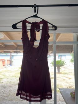 Burgundy bedazzled mini dress