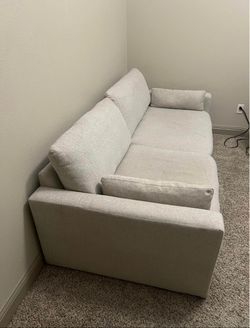 Light cream Fabric Sofa couch with Throw Pillows