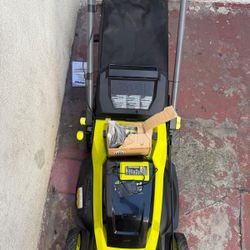 Lawnmower ryobi push 20inch come w 6ah battery & charger 