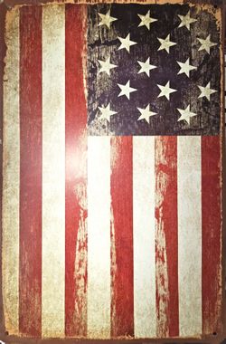 Vintage American Flag Metal Wall Sign