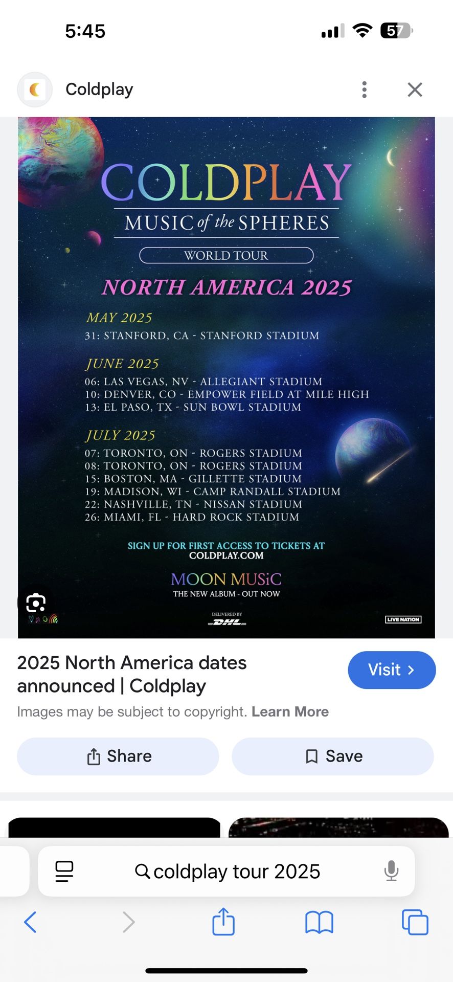 Cold Play Tickets Needed Tonight