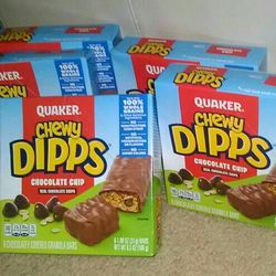 (5) Boxes Of Quaker Granola Dipps! Chocolate Chip Flavor