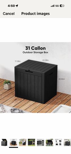 31 Gallon Outdoor Storage Box, Waterproof Deck Box with Lockable Lid, Patio Furniture Bench & Side Table, Easy Assembly, for Garden, Pool, Patio & Bac