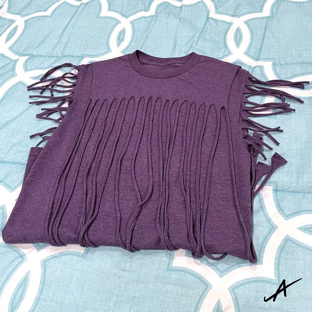 Custom Purple Fringe Tank Top Tribal Style Festival Hippie Boho (S-XXL)