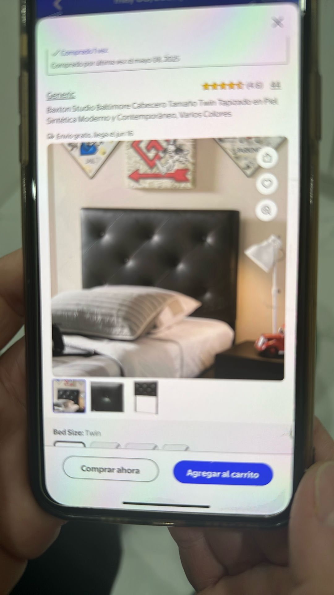 TWIN BED HEADBOARD BLACK
