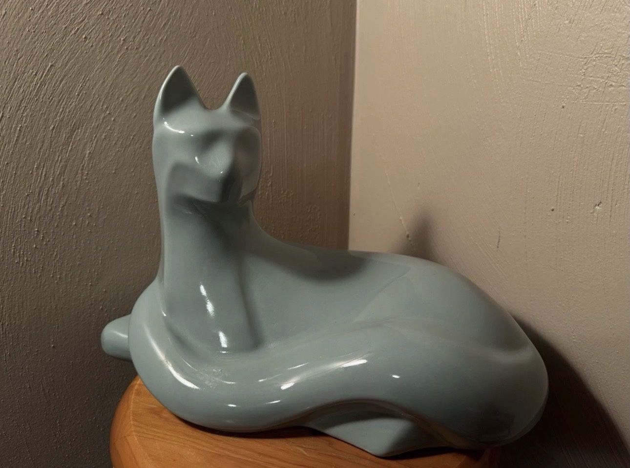 Vintage Haeger Blue Ceramic Cat