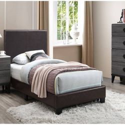 QUEEN BED FRAME MATTRES SOLD SEPARATELY NEW IN BOX ☎️ 1714586,2564 (BROWN FAUX LEATHER