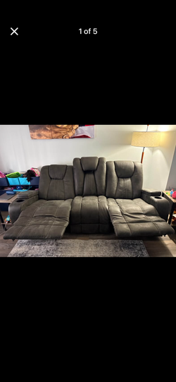 Bobs Faux Leather Sofa & Loveseat Set – Like New, Power Recliner - Watertown, CT