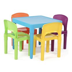 Humble Crew Tot Tutors Plastic Table and 4 Chairs Set - Aqua Blue