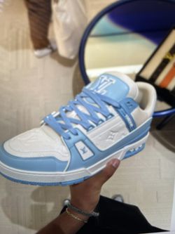 blue lv trainer sneaker
