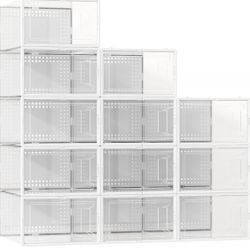 Pack Large Shoe Organizer Storage Boxes for Closet, Modular Space Saving Shoe Boxes Clear Plastic 12ct