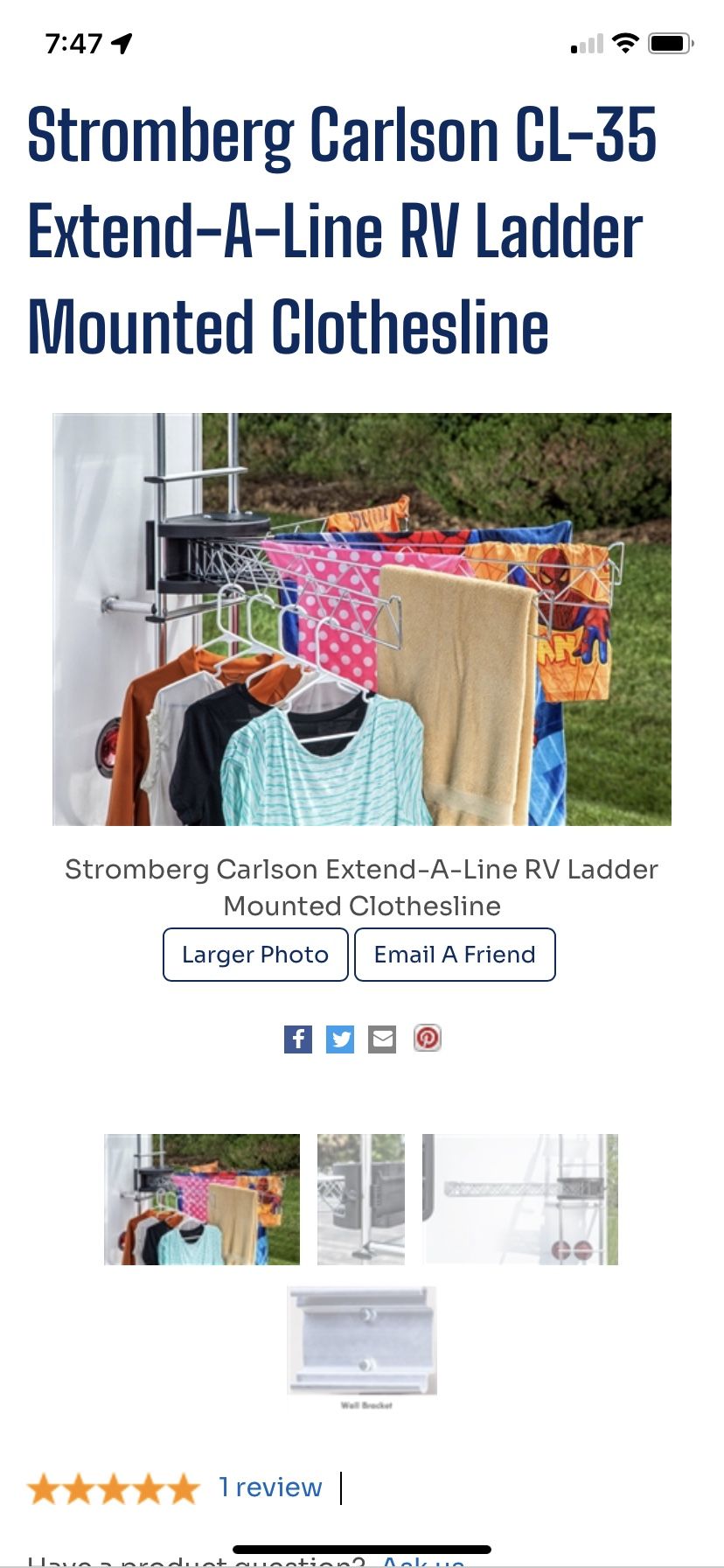 Stromburg Carlson Rv Clothes Line