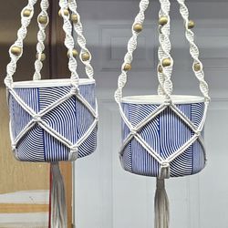 Macrame, Ceramic Hangers - Set Of 2