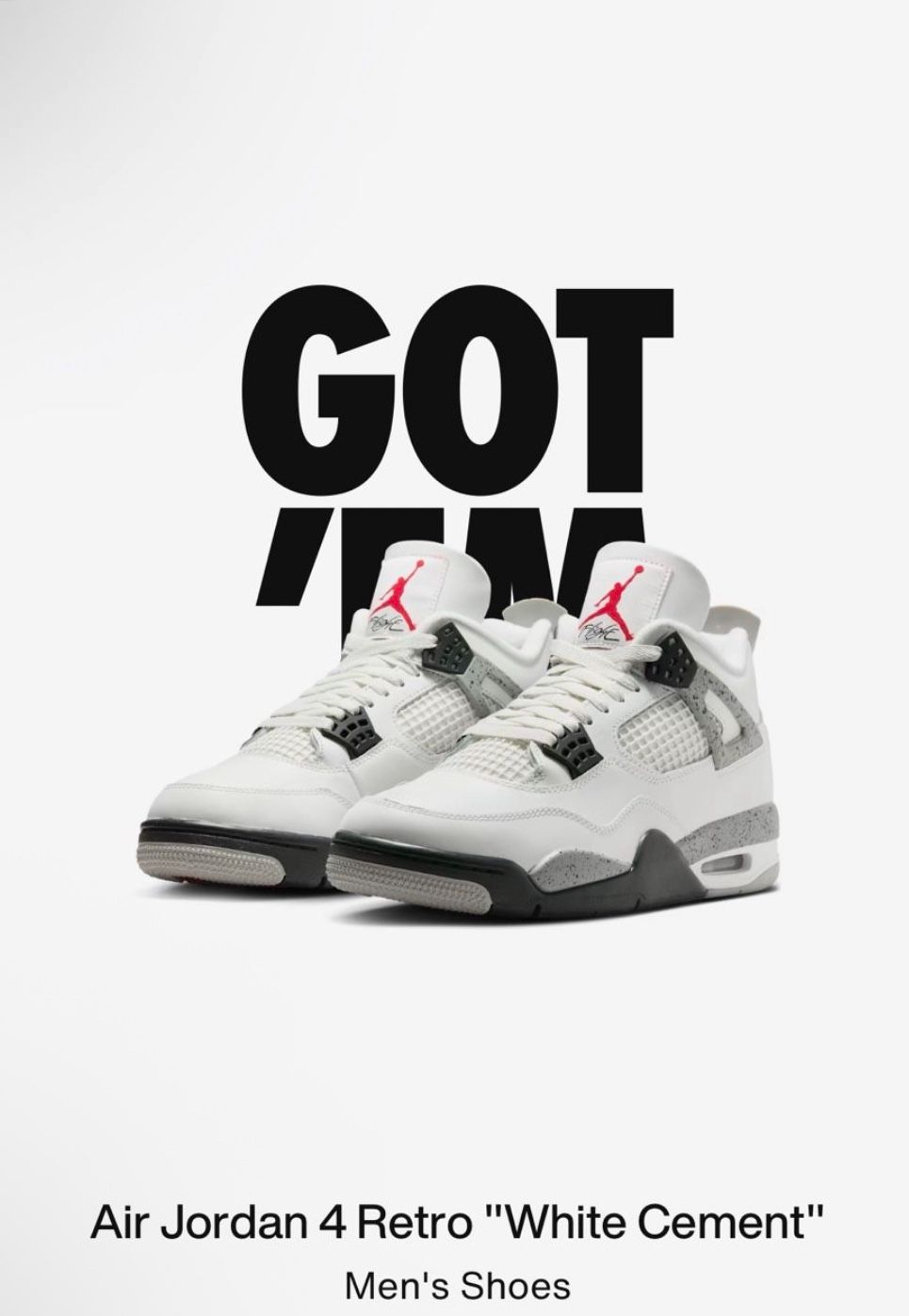 Jordan 4 White Cement 2025 Sizes 2x10.5 And 1 Sz11 320.00  Firm 