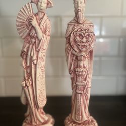 Charming Pair of Vintage Asian Ceramic Figurines