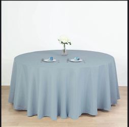 Dusty Blue Tablecloth Round 120” Polyester Set Of 10 For Parties And Events 