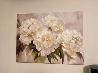 Large Floral Peony Canvas Wall Art