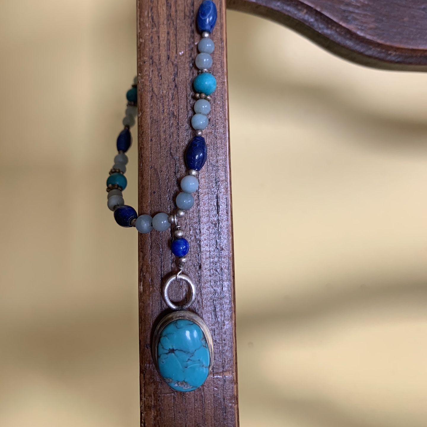 Turquoise, Silver, Lapis Lazuli, and Adventurine Necklace