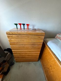 Oak Wood Chest of Drawers Dresser