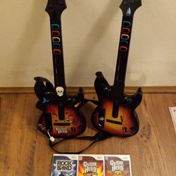 Nintendo Wii Guitar Hero Controllers And Games