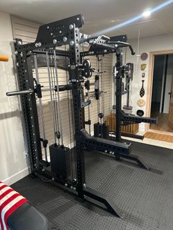 PRO SERIES Ultimate 3-1 Half Rack Functional Trainer w/Smith Machine Bar | 400lb Stack | Gym Equipment | Fitness | Commercial | Squat Rack FREE DELIVE