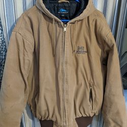 Jacket, USED, Men's sz XL, warm quilted lining, zip front, zip pockets, hood, Exxon 2428 E Lamar Alex Pkwy Maryville