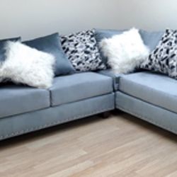 Gorgeous Gray Colored Sectional with Studs