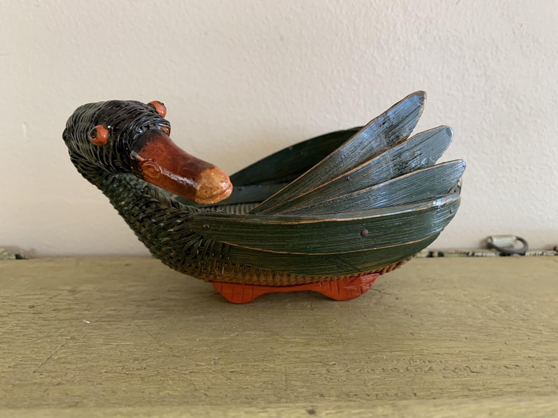 Vintage Wicker Duck Basket