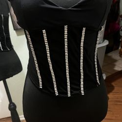 Rhinestone Mesh Corset 