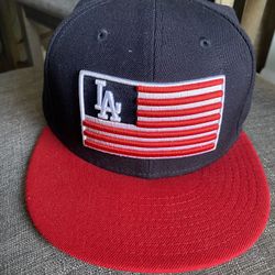 LA Dodgers 59Fifty new era hat Size 8 fitted Blue with American flag